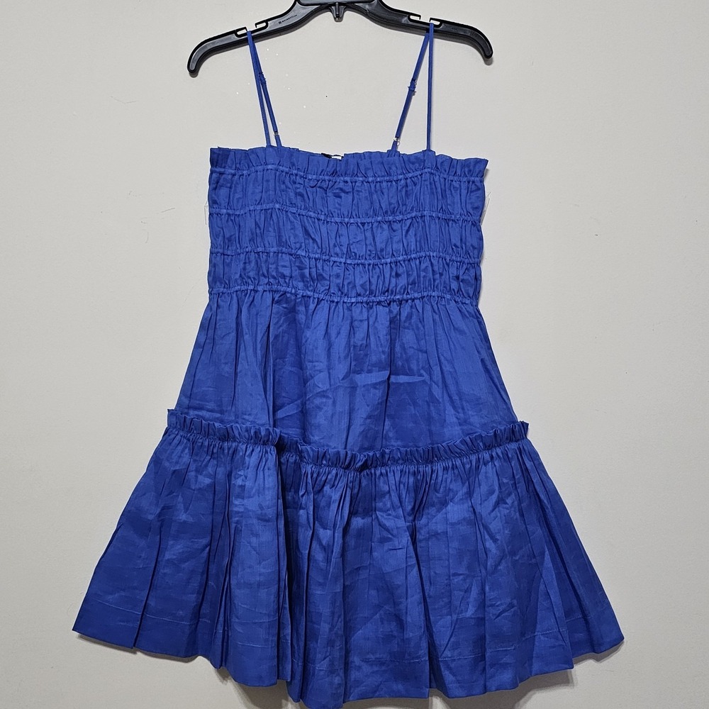 A Loves A Dress Size XL Blue Sleeveless Spaghetti Smocked Mini Babydoll 475226